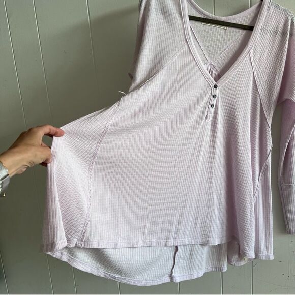 Free People We The Free Oversized Citrine Textured Thermal Long Sleeve Top - Picture 3 of 10